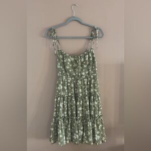 Green Floral Tiered Dress